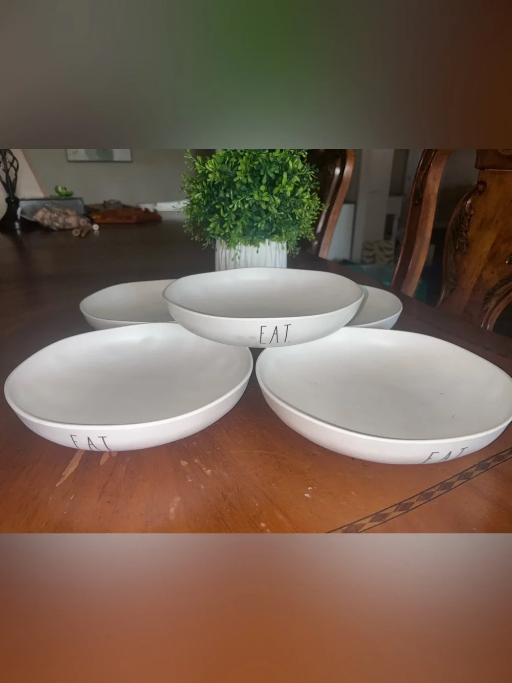 5 Rae Dunn “Eat” 9” Dinner Bowls melamine
